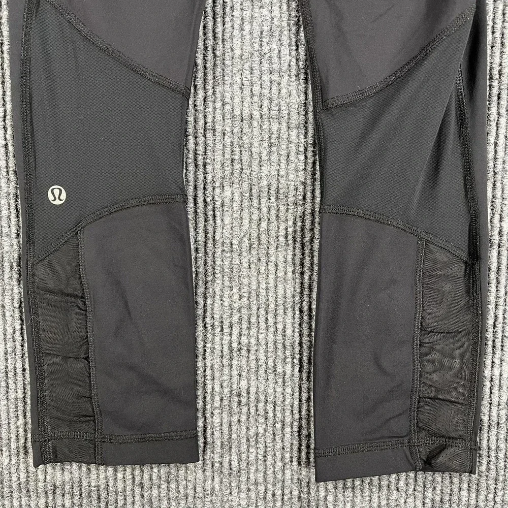 Lululemon Pants Womens‎ 4 Black Purple Floral Pace Rival Activewear Running Gym